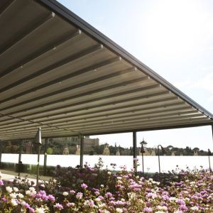 Smooth pergola at the Crowne hotel terrace